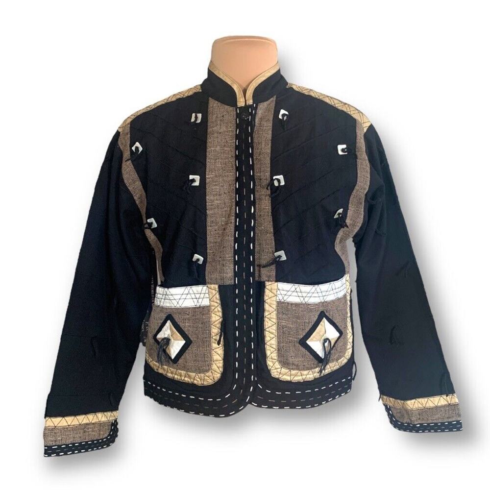 Vintage Yak Magik Jacket 90s‎ Embroidered Western Boho Cropped Black Western